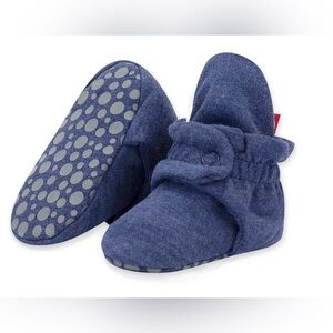 Zutano Organic Cotton Gripper Baby Booties in Heathered Navy Size 3 Mos